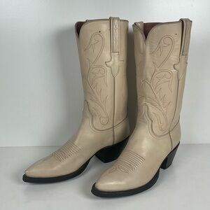 Vintage Lucchese Cowboy Boots | Bone White | Corded | Men’s 8.5 D